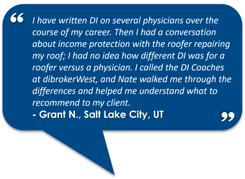 Customer feedback about help with a disability insurance policy for a doctor.